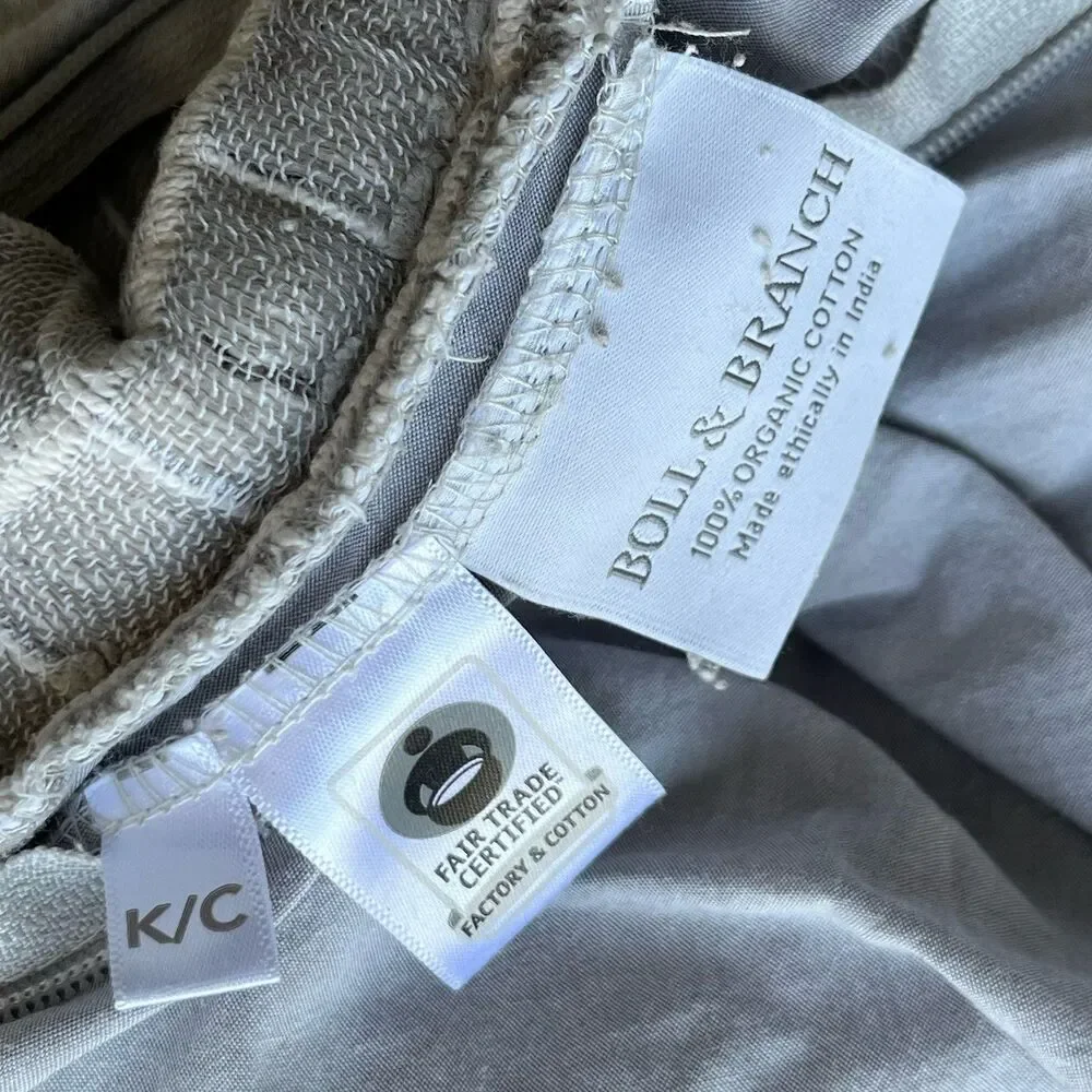 Boll And Branch King/California King Duvet Set 2 Shams Quilted Windowpane Cotton